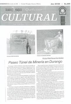 Nota en Quehacer Cultural: Paseo Túnel de Minería en Durango, Dgo.